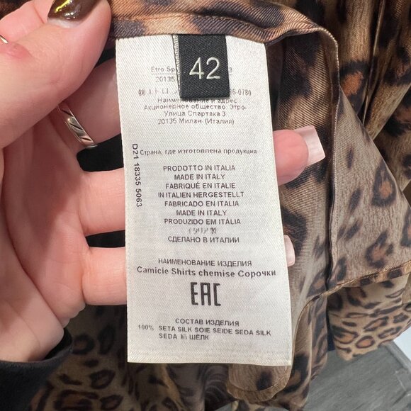 $1170 Etro Brown Leopard Camicia Santa Barbara Blouse Top size IT 42/6 - Picture 11 of 12